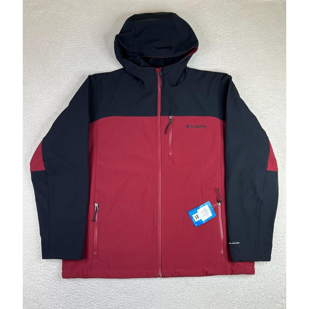 Columbia Mens Thunder River Hooded Softshell Jacket Red Black 2XL XM0481-012 NEW